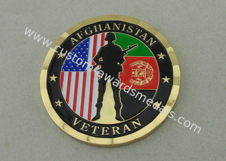 Brass Stamped Afghanistan Veteran Personalized Coins With Box Packing And Gold Plating
