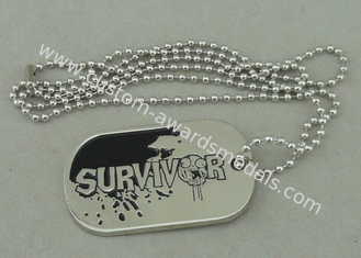 Zinc Alloy Survivor Personalised Dog Tags Soft Enamel Long Ball Chain And Nickel Plating